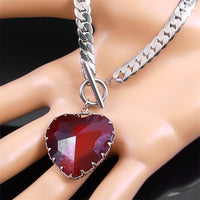 Premium Gothic Heart Pendant Necklace — Bold Red Faceted Heart Pendant 1323