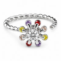 Multicolour Flower Spinner Ring Adjustable Open Band Spinning Rotating 1552