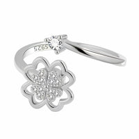 Rotatable Clover Spinner Ring Adjustable Fidget Ring for Anxiety Open Wrap 1575