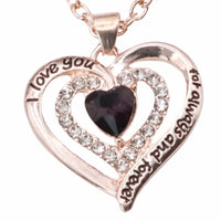 Heart Charm Necklace For Women Gold Plated Zinc Alloy Double Heart Pendant B291