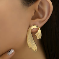 Elegant Gold-Plated Dangle Earrings for Women, Unique Irregular Stripe 553
