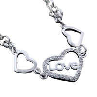 Unified Jewellery 925 Luxury Love Heart Chain Bracelet Clear Stones 20cm 1862
