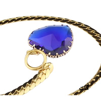 Royal Blue Heart Pendant Necklace Toggle Chain Statement Collar Necklace 1331
