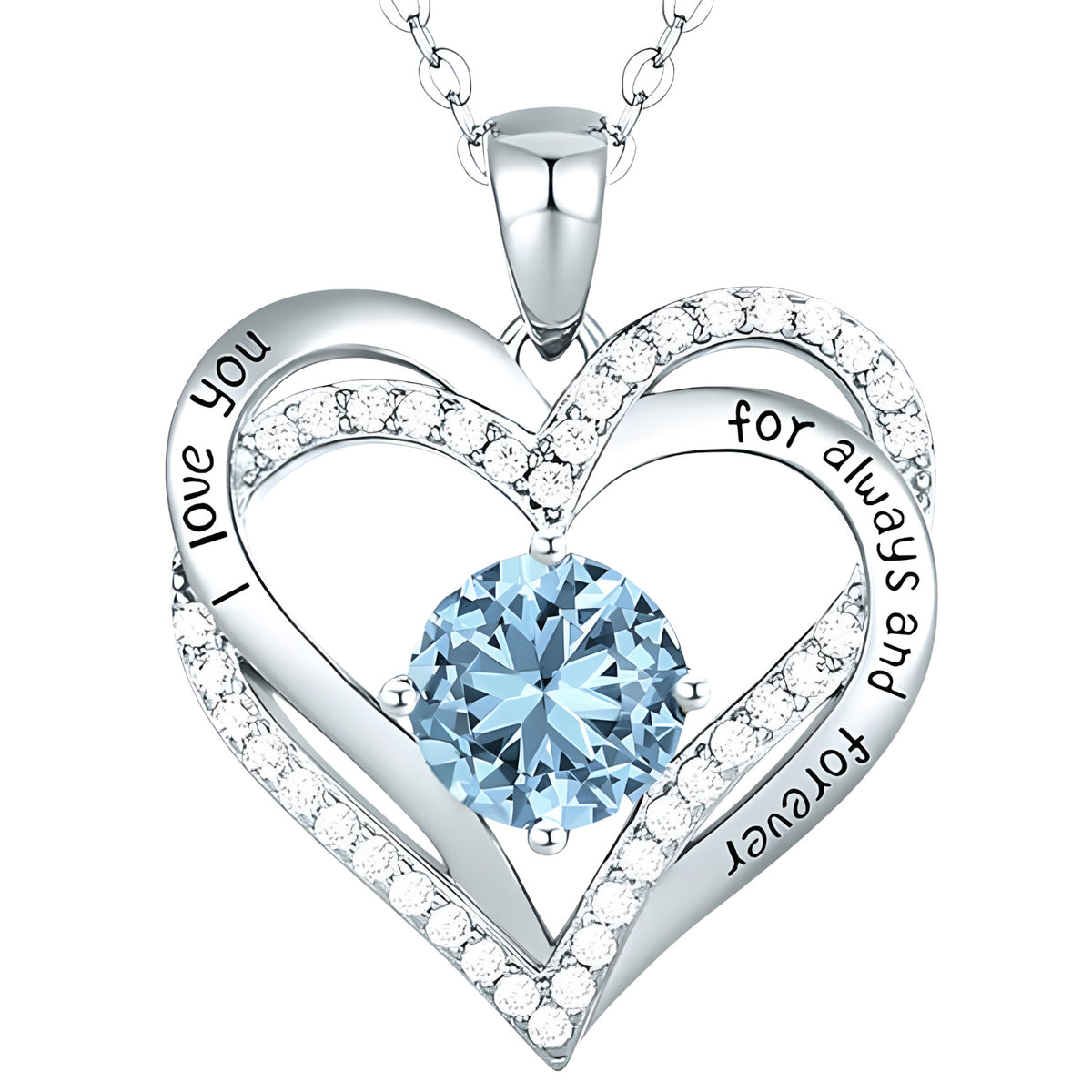 Heart Pendant Necklace For Women Silver Plated Base Metal Zircon Stone Link B266