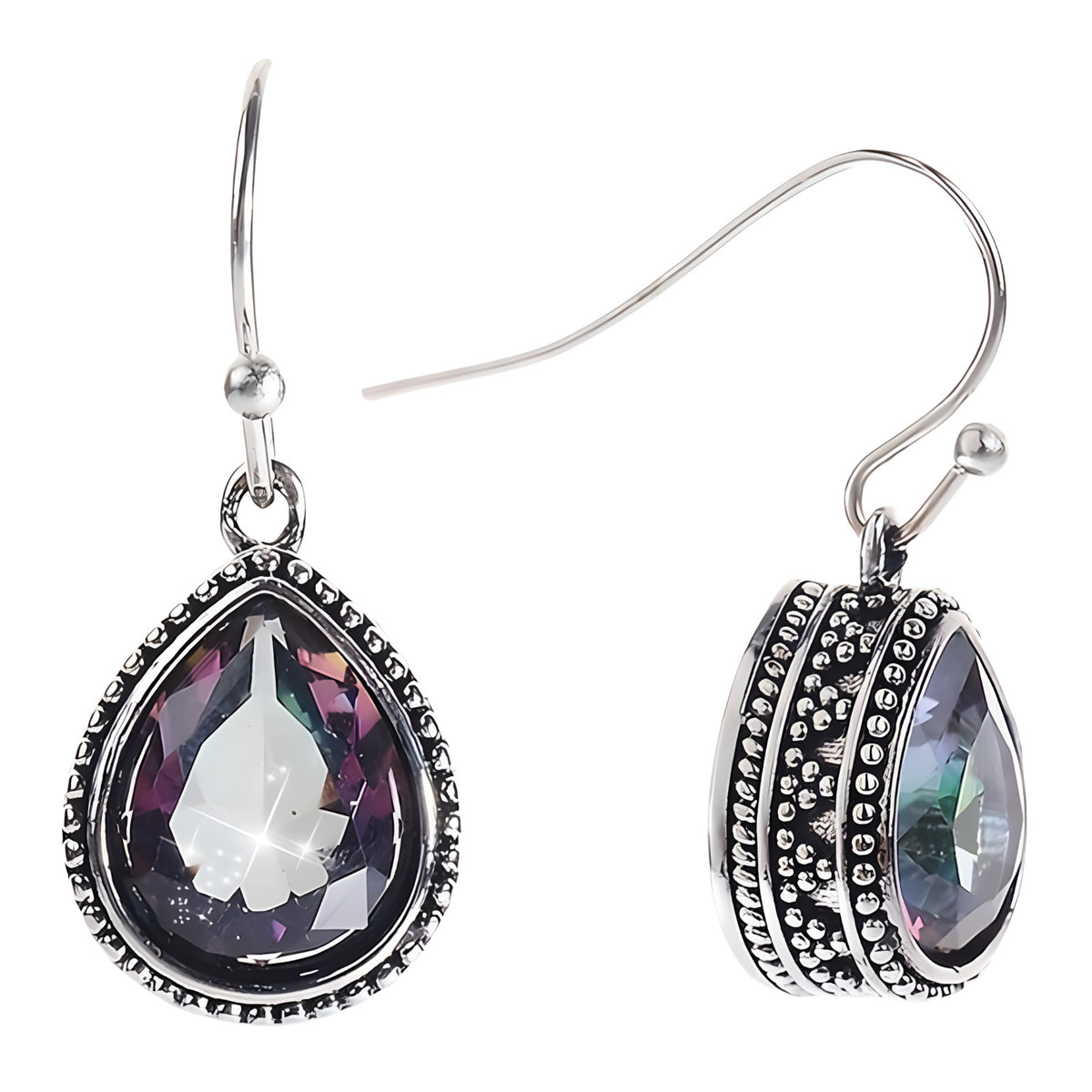 Bohemian Retro Dangle Earrings Women, Copper Alloy Cubic Zirconia Teardrop 551