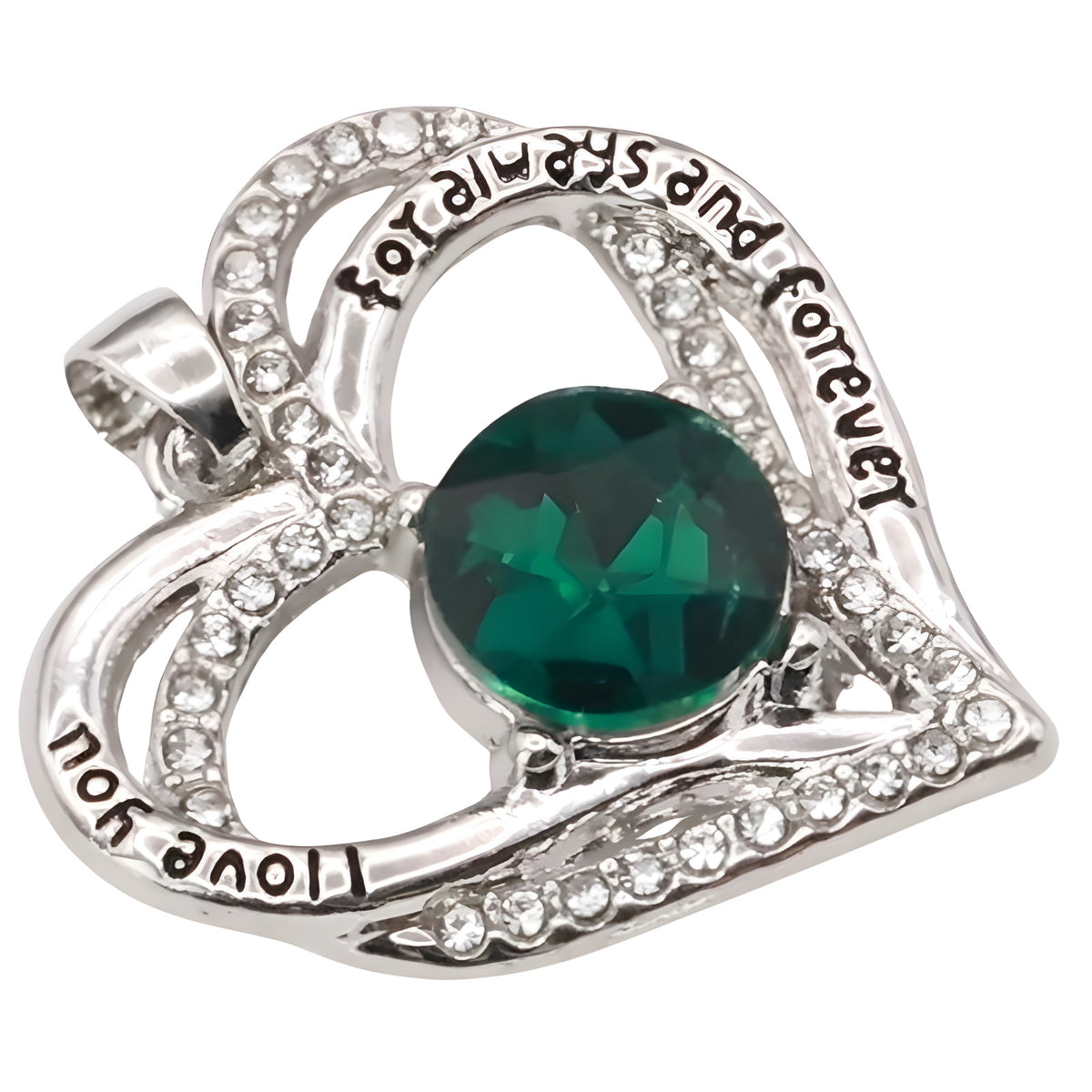 Emerald Heart Necklace For Women Rhodium-Plated Base Metal Zircon Fashion B277