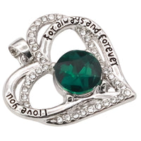 Emerald Heart Necklace For Women Rhodium-Plated Base Metal Zircon Fashion B277