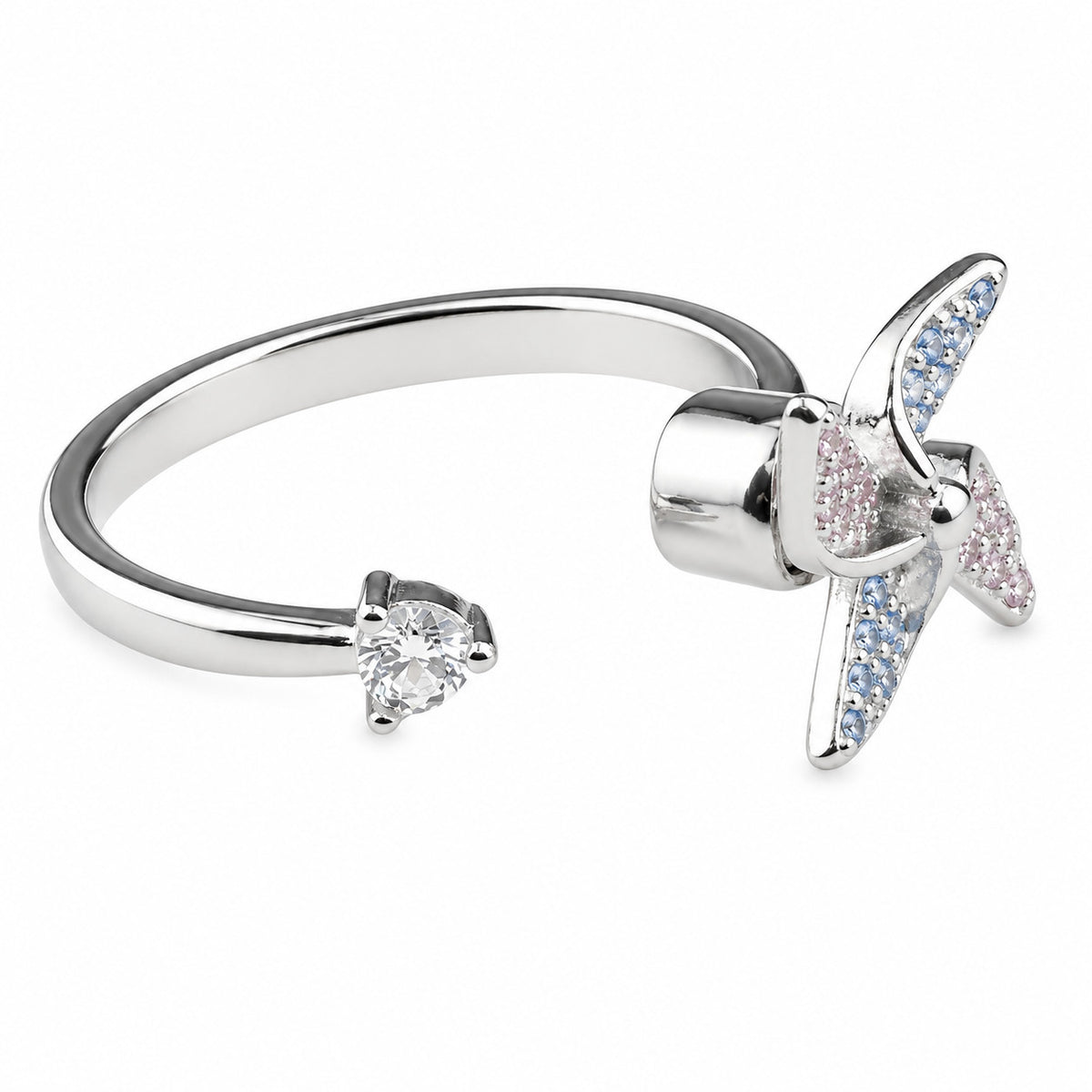 Windmill Spinner Ring Adjustable Open Ring Rotating Fidget Ring For Anxiety 1565