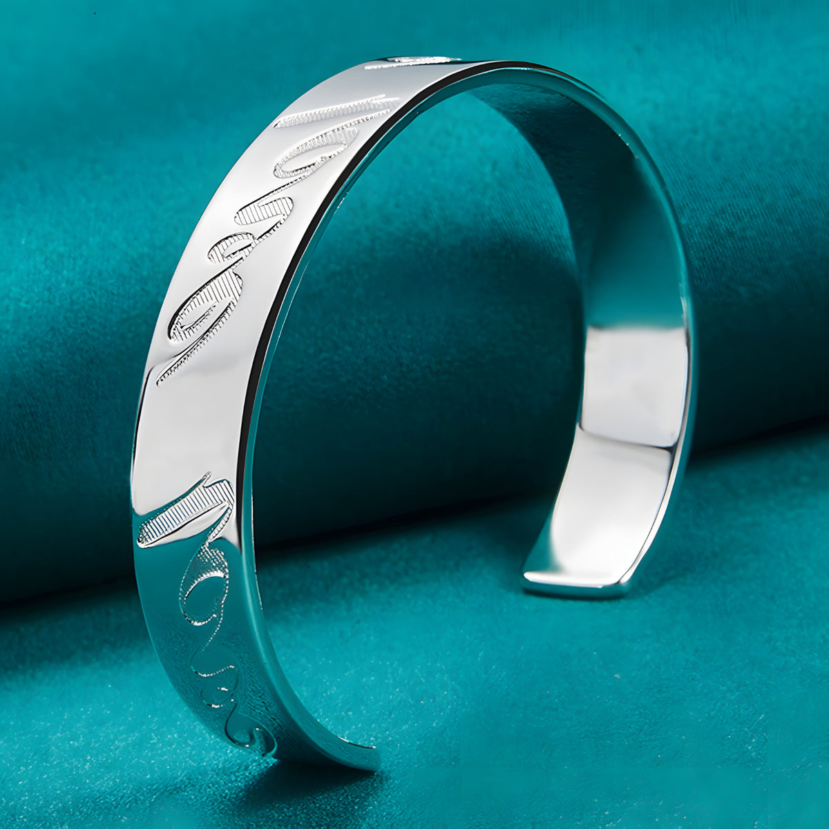 Premium Love Script Cuff Bracelet for Women, Adjustable Open Bangle 1871