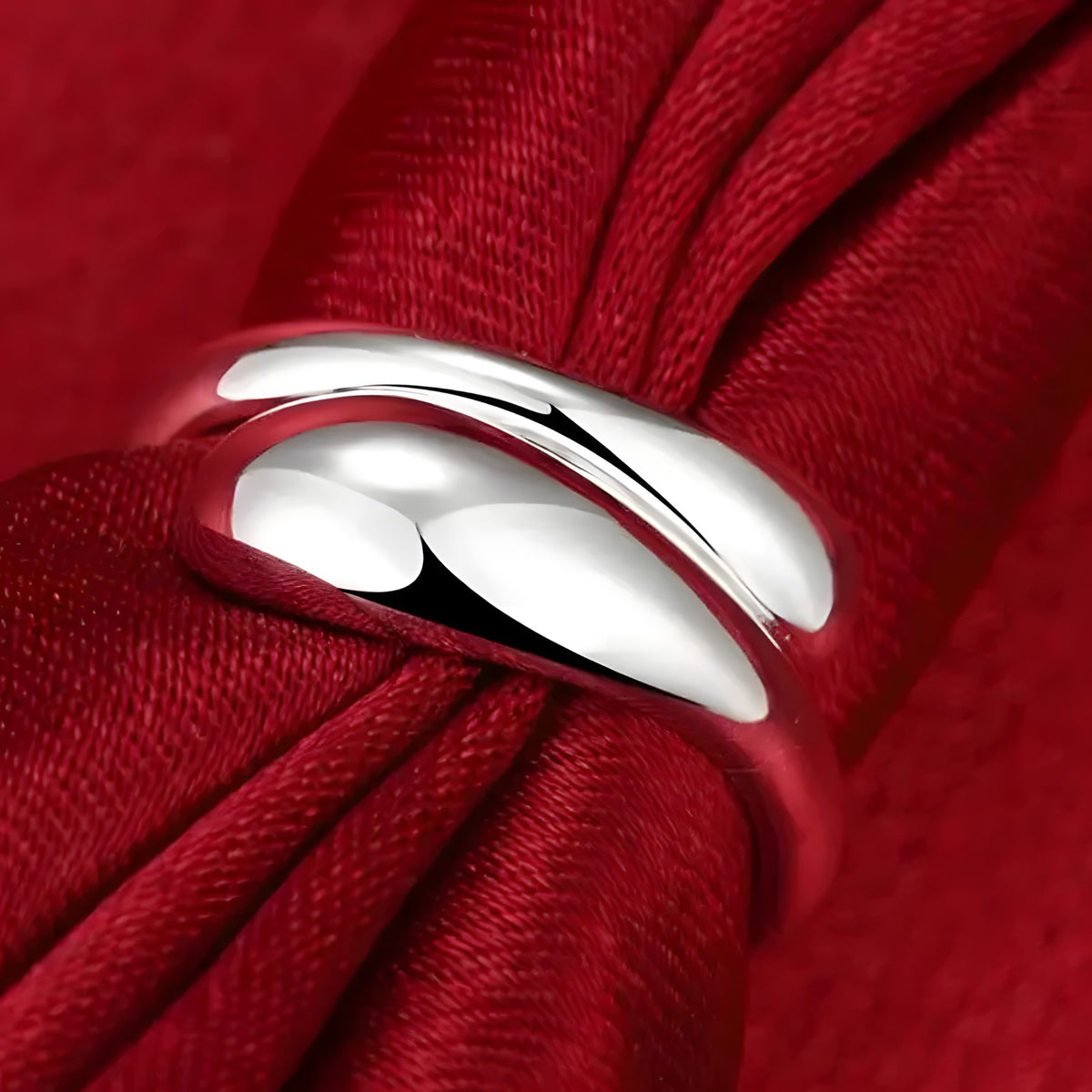 Premium Adjustable Open Ring for Women, Smooth Double Teardrop Bypass Band 1874