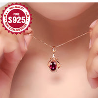 14k Rose Gold Plated Sterling Silver Gourd Flower Pendant Necklace for Women 540