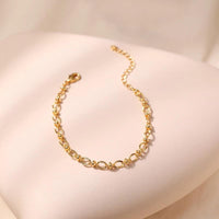 Gold Popcorn Chain Charm Bracelet for Women 18+4cm Classic Geometric Design 749