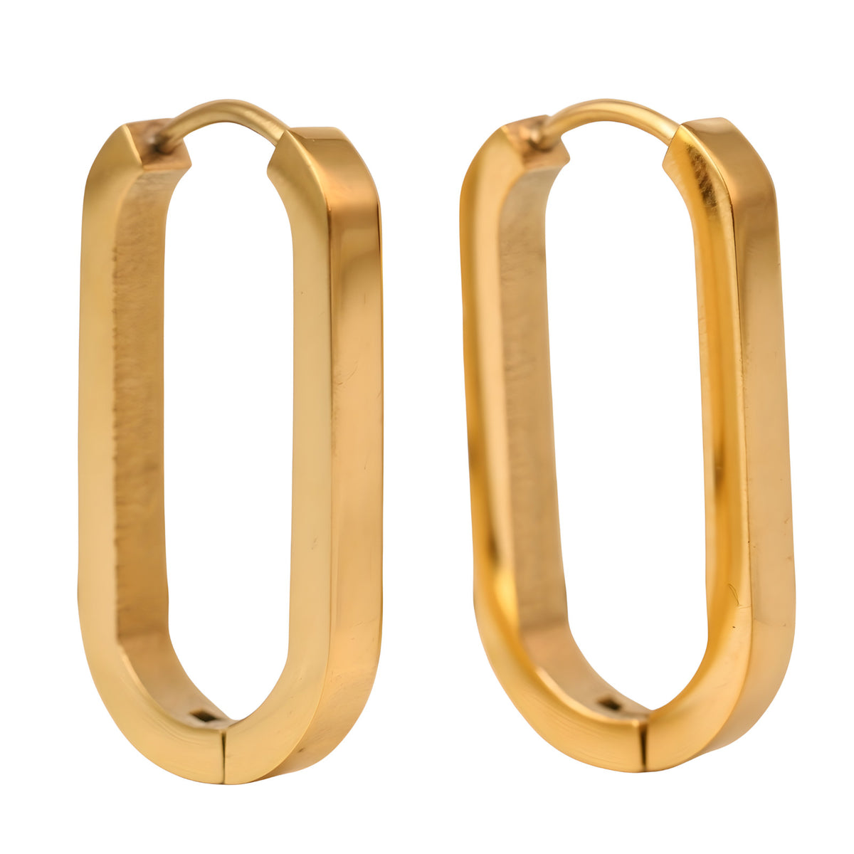 Gold Hoop Earrings Women, Small Stainless Steel Geometric Triangle Rectangle 549