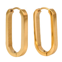 Gold Hoop Earrings Women, Small Stainless Steel Geometric Triangle Rectangle 549