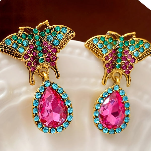 18K Gold Plated Butterfly Earrings Women – Elegant Zinc Alloy Drop Earrings 759