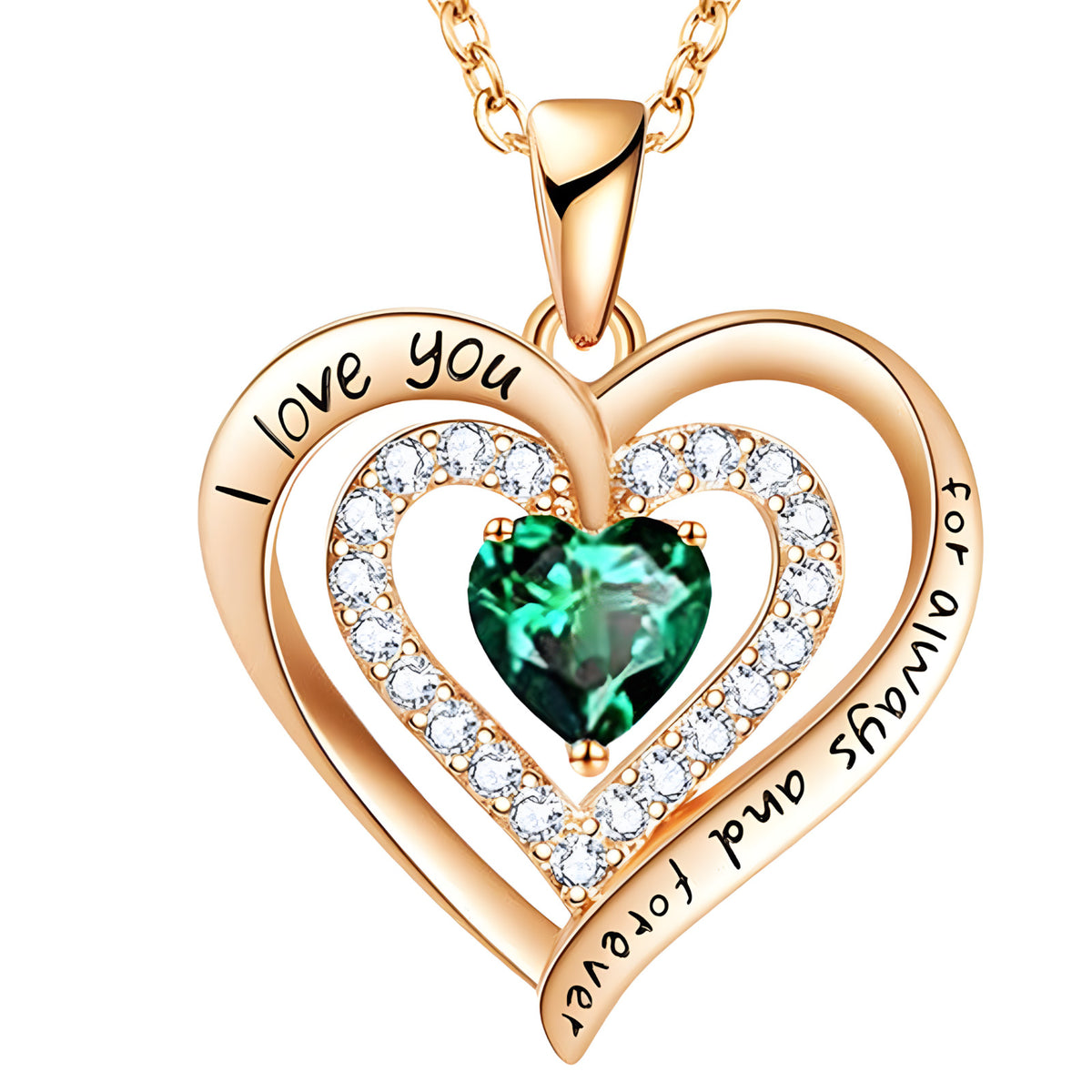 Women’s Heart Necklace Gold Plated Zinc Alloy Double Layer Heart Pendant B294