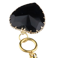 Black Heart Pendant Necklace Bold Toggle Chain Statement Collar Necklace 1329