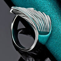 Unified Jewellery Adjustable Angel Wing Feather Statement Ring Women Silver 1867