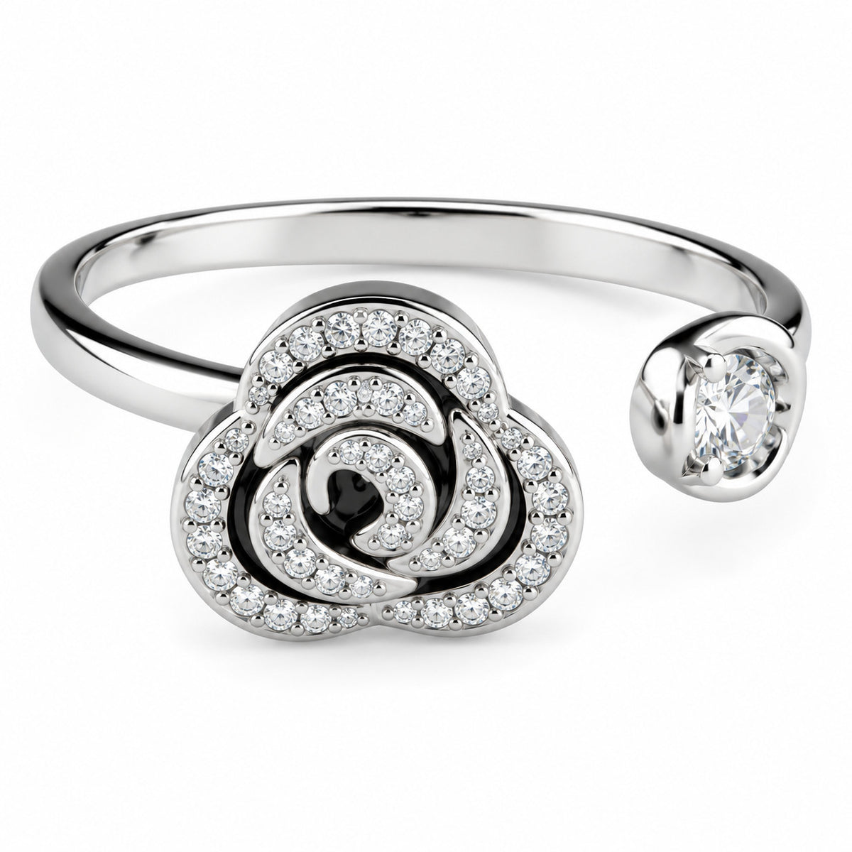 Anxiety Relief Spin Ring Adjustable Rotating Fidget Ring Rose Flower Design 1535