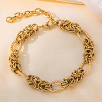 Gold Colour Chain Bracelet Women, Luxury Oval Link Bracelet Interwoven Knot B334