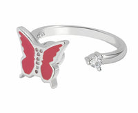 Rotatable Spin Ring Pink Butterfly Spinner Ring Adjustable Open Band Spin 1571