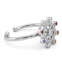 Rotatable Spin Ring Multicolour Floral Halo Spinner Ring Adjustable Open 1559