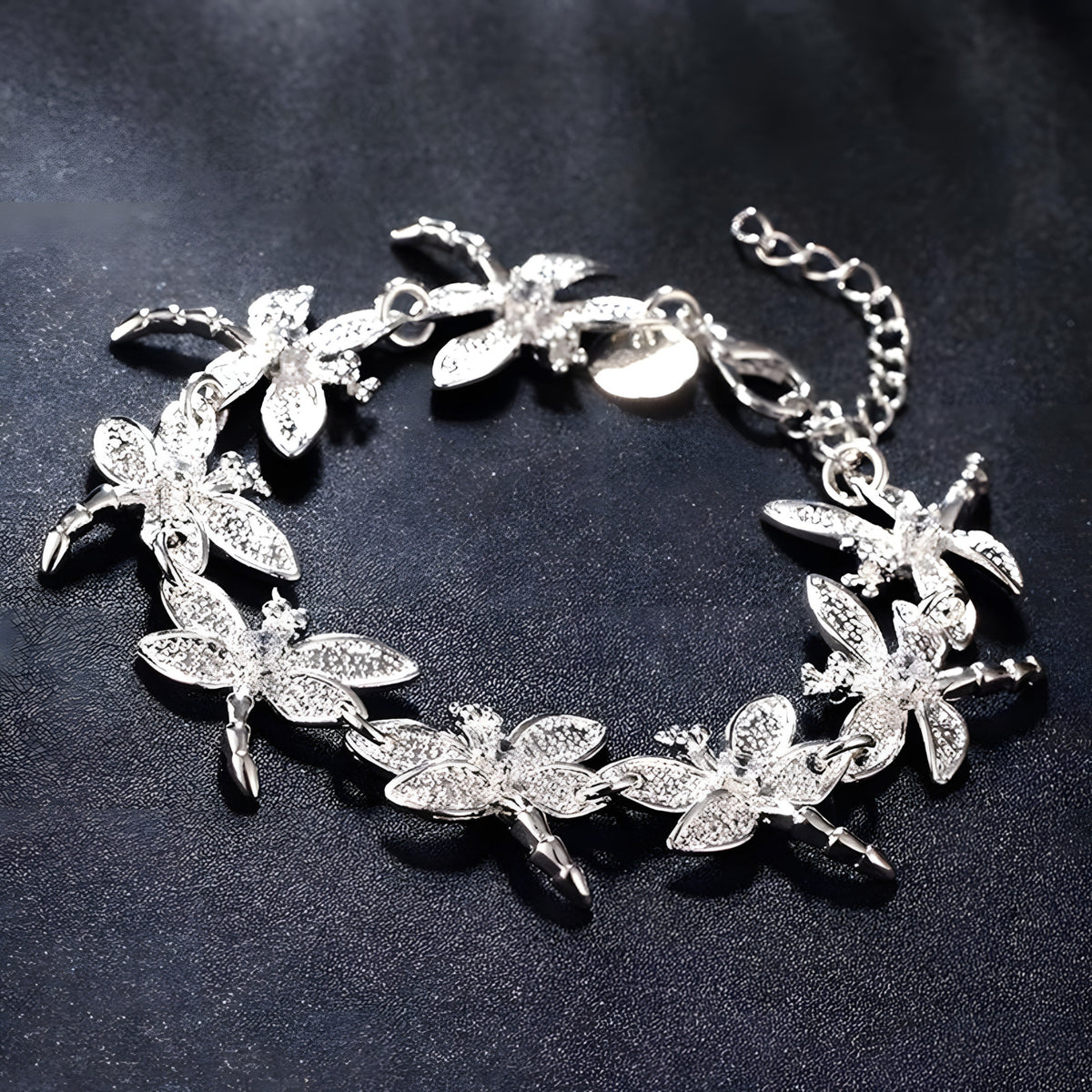 Luxury Style Dragonfly Link Bracelet for Women, 20 cm Adjustable Chain 1873