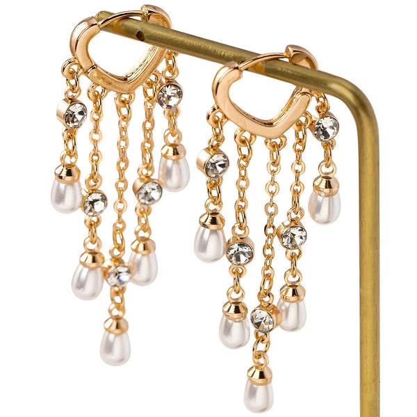 18K Gold Plated Pearl Drop Earrings for Women – Heart Shape Dangle Earrings 762