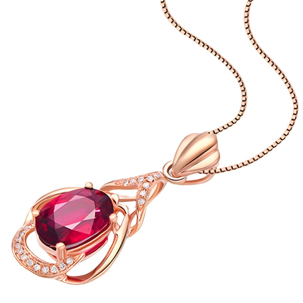 14k Rose Gold Plated Sterling Silver Gourd Flower Pendant Necklace for Women 540