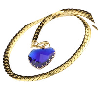 Royal Blue Heart Pendant Necklace Toggle Chain Statement Collar Necklace 1331