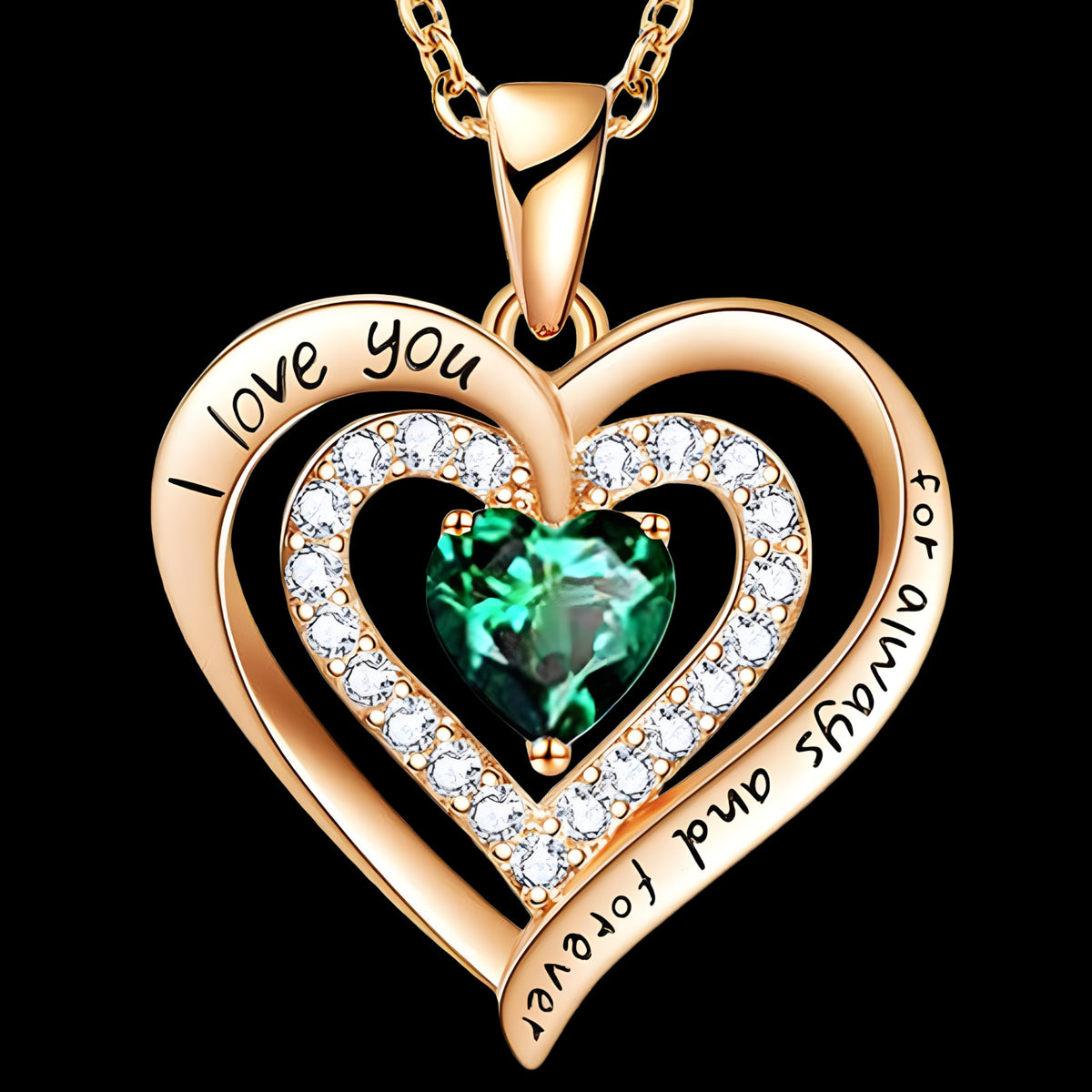 Women’s Heart Necklace Gold Plated Zinc Alloy Double Layer Heart Pendant B294