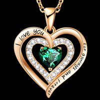 Women’s Heart Necklace Gold Plated Zinc Alloy Double Layer Heart Pendant B294