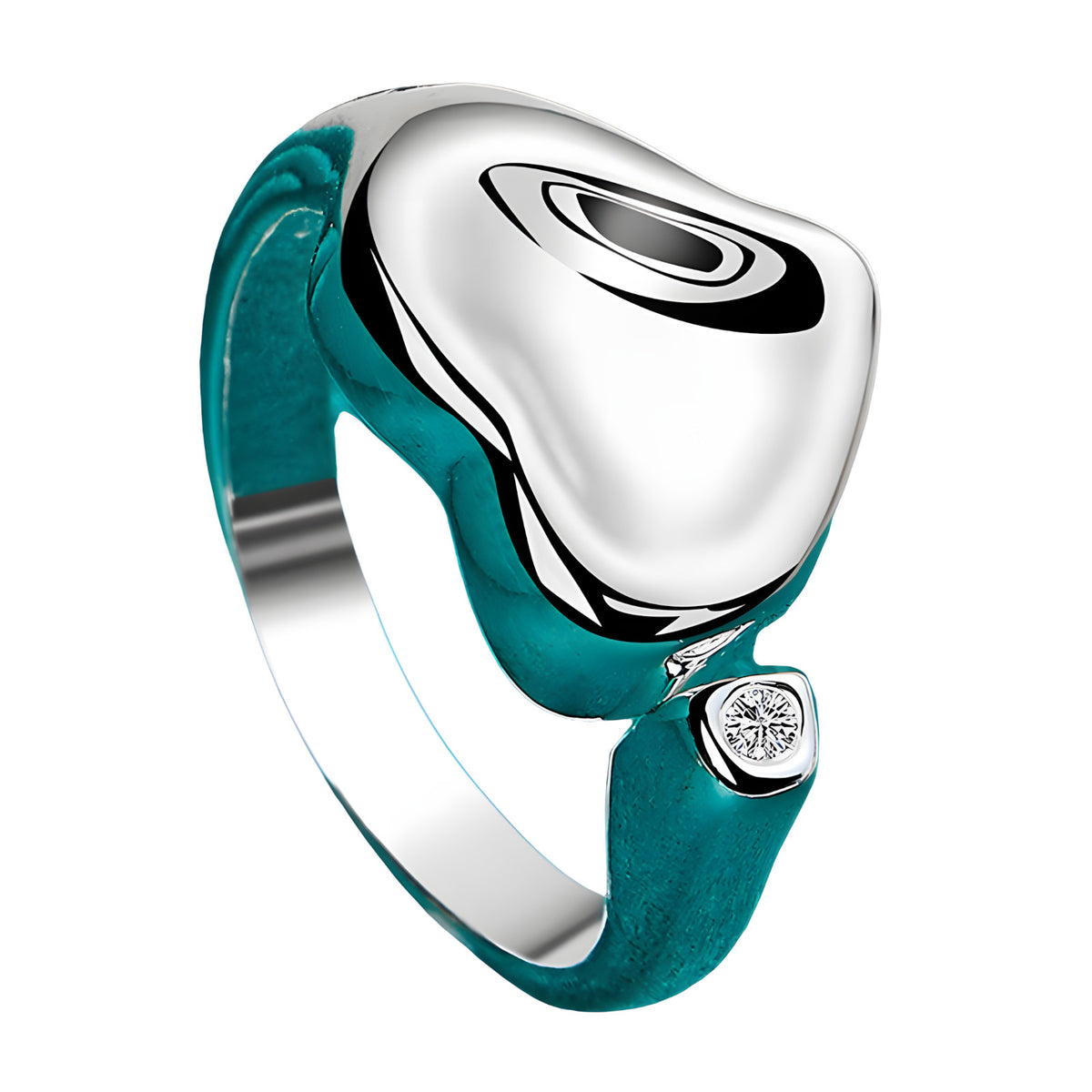 Heart Ring for Women, Luxury-Style Polished Silver-Tone Open Band Clear 1866