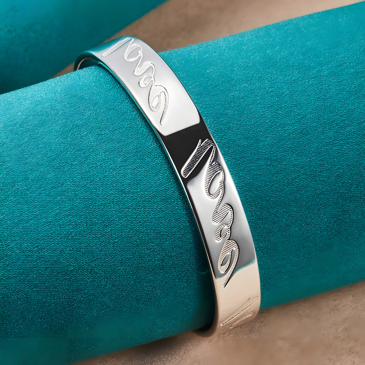 Premium Love Script Cuff Bracelet for Women, Adjustable Open Bangle 1871