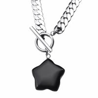 Black Star Pendant Necklace 40cm Cuban Chain Toggle Clasp Gothic Streetwear 1327