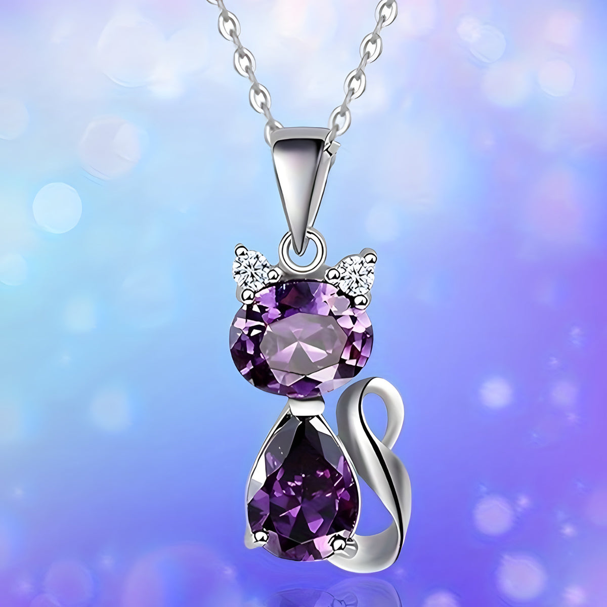 Stainless Steel Jewelry Heart of The Ocean Crystal Cat Pendant Zinc Alloy 558