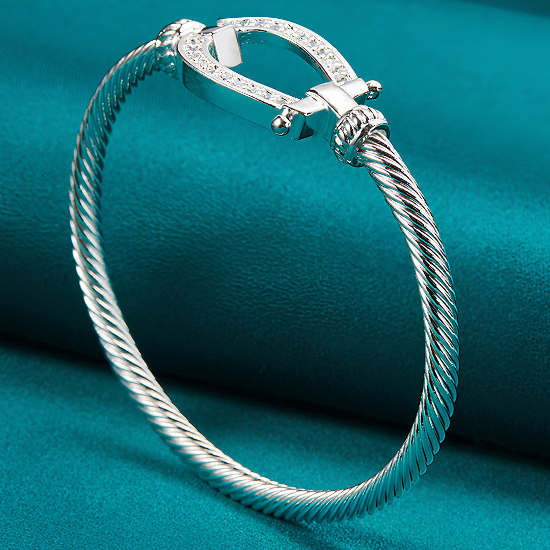 Unified Jewellery 925 Premium Crystal Horseshoe Cable Bangle Bracelet 15g 1850