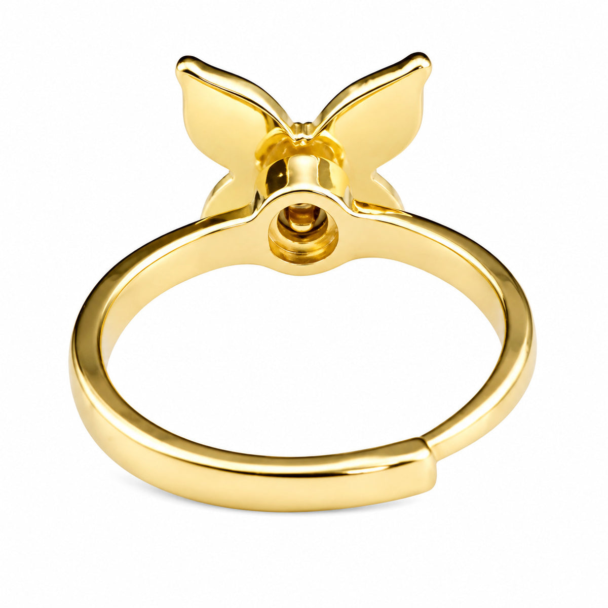 Butterfly Adjustable Open Ring Gold Tone Minimal Statement Ring White 1579