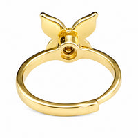 Butterfly Adjustable Open Ring Gold Tone Minimal Statement Ring White 1579