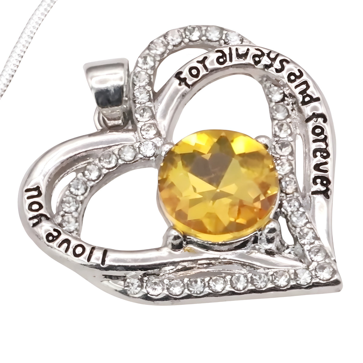 Love Heart-Shaped Zircon, Engraved “Love You Forever” Trendy Heart-Shaped B267
