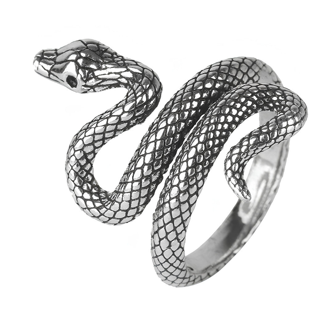 Premium Adjustable Snake Ring for Women, Sculpted Serpent Wrap Band 1875