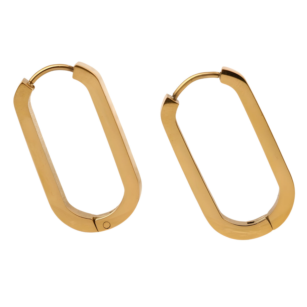 Gold Hoop Earrings Women, Small Stainless Steel Geometric Triangle Rectangle 549
