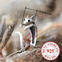 Cute Mouse Ring 🐭 | 925 Sterling Silver Adjustable Open Wrap Ring Girls 535