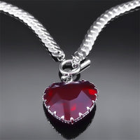 Premium Gothic Heart Pendant Necklace — Bold Red Faceted Heart Pendant 1323