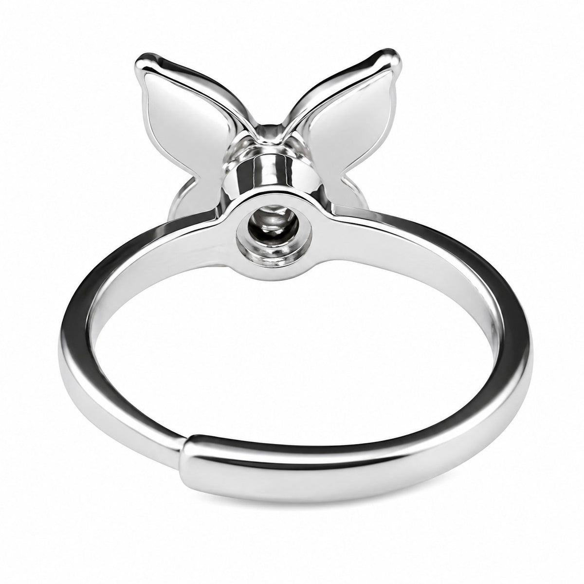 Adjustable Butterfly Ring Silver Tone Open Band Ring White Statement 1580