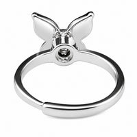 Adjustable Butterfly Ring Silver Tone Open Band Ring White Statement 1580