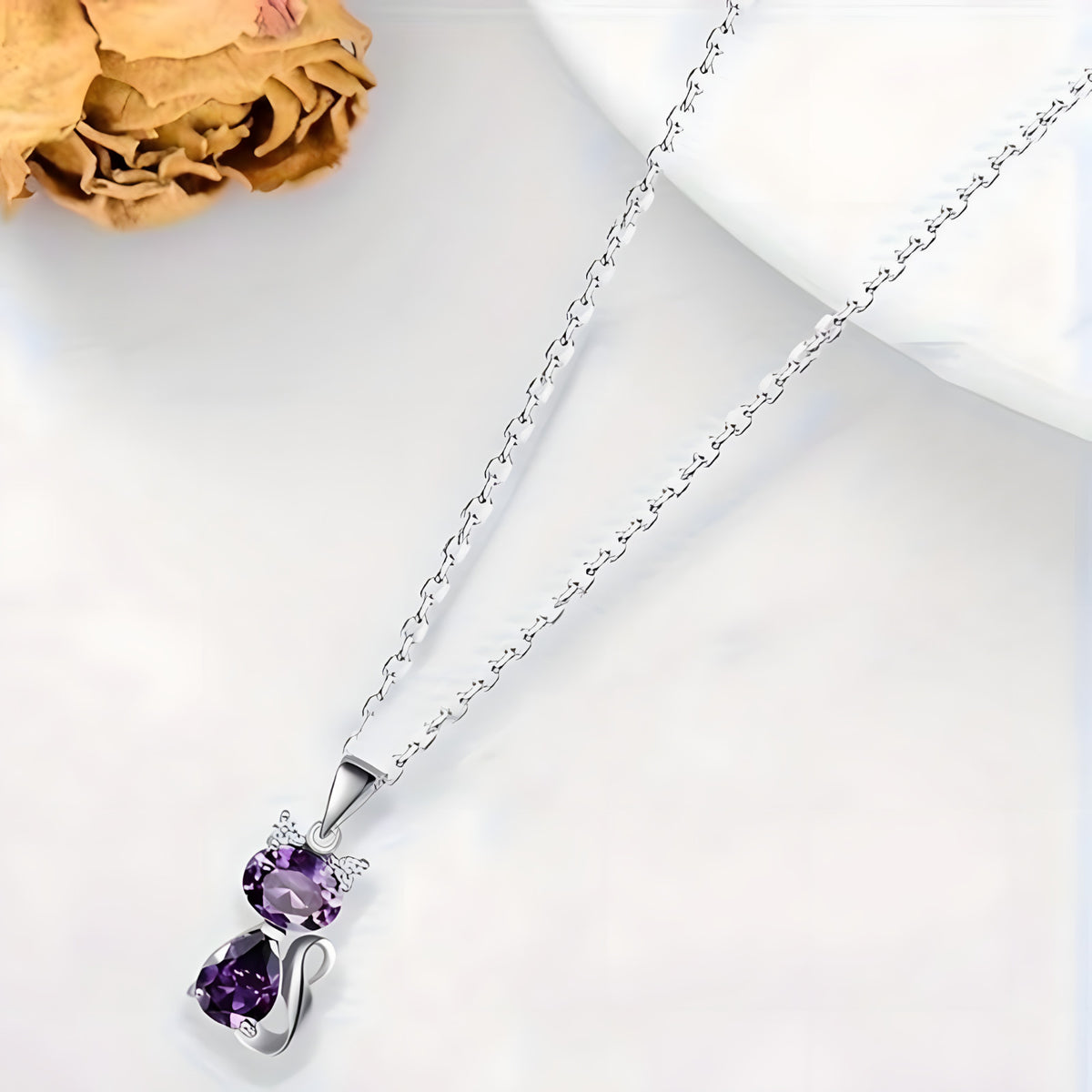 Stainless Steel Jewelry Heart of The Ocean Crystal Cat Pendant Zinc Alloy 558