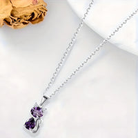 Stainless Steel Jewelry Heart of The Ocean Crystal Cat Pendant Zinc Alloy 558