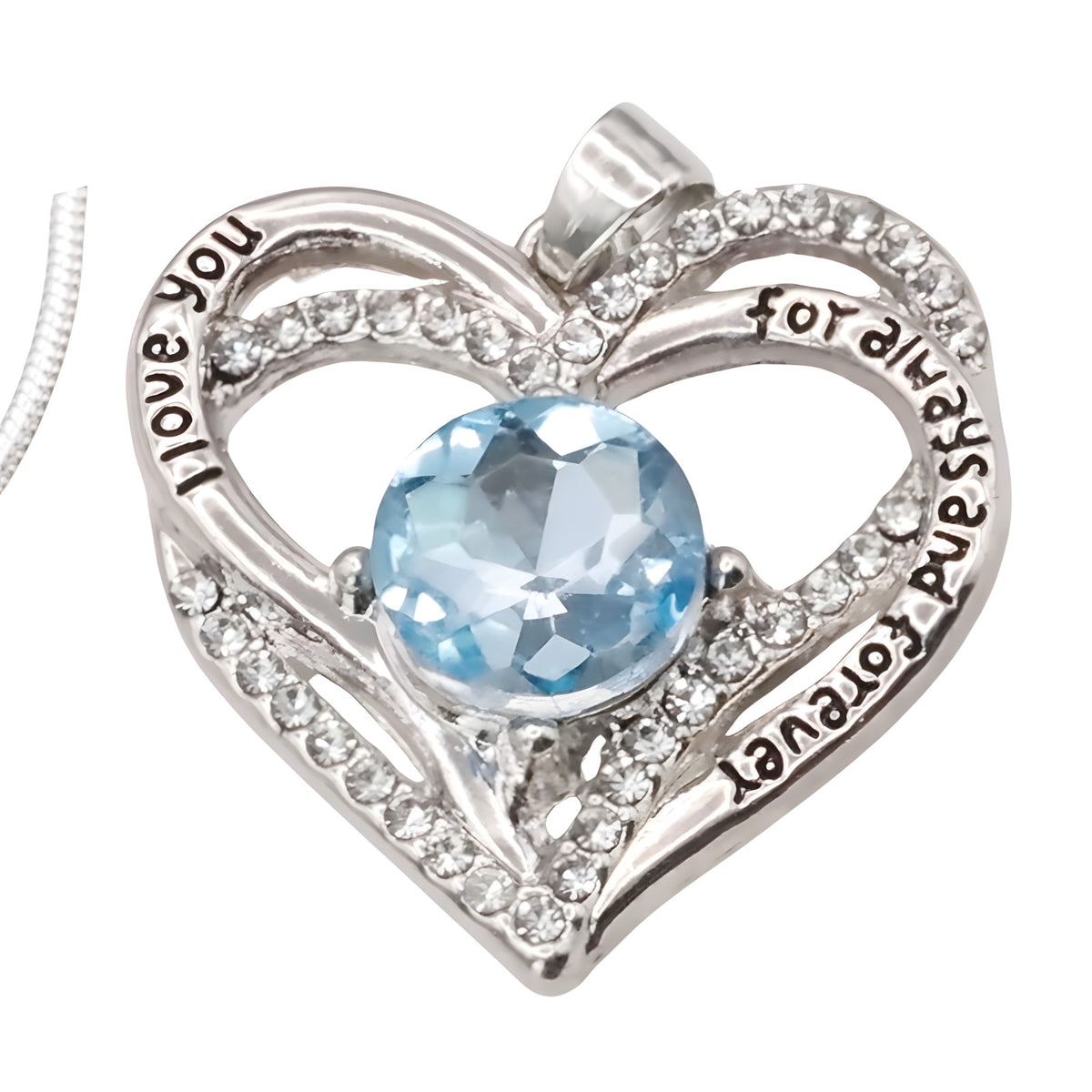 Heart Pendant Necklace For Women Silver Plated Base Metal Zircon Stone Link B266