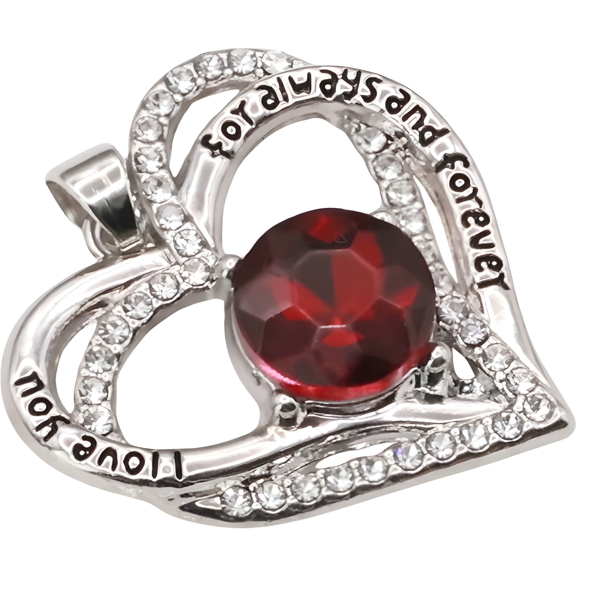 Heart Zircon Pendant Necklace Women Stainless Steel Link Chain Red Stone B270